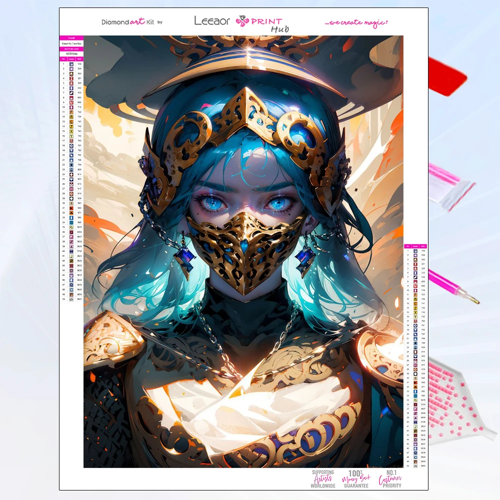 5D Diy Manga Girl Diamond Painting Warrior Woman In A Mask Full  Rhinestone Mosaic Embroidery Cross Stitch Kit Home Decor Gifts