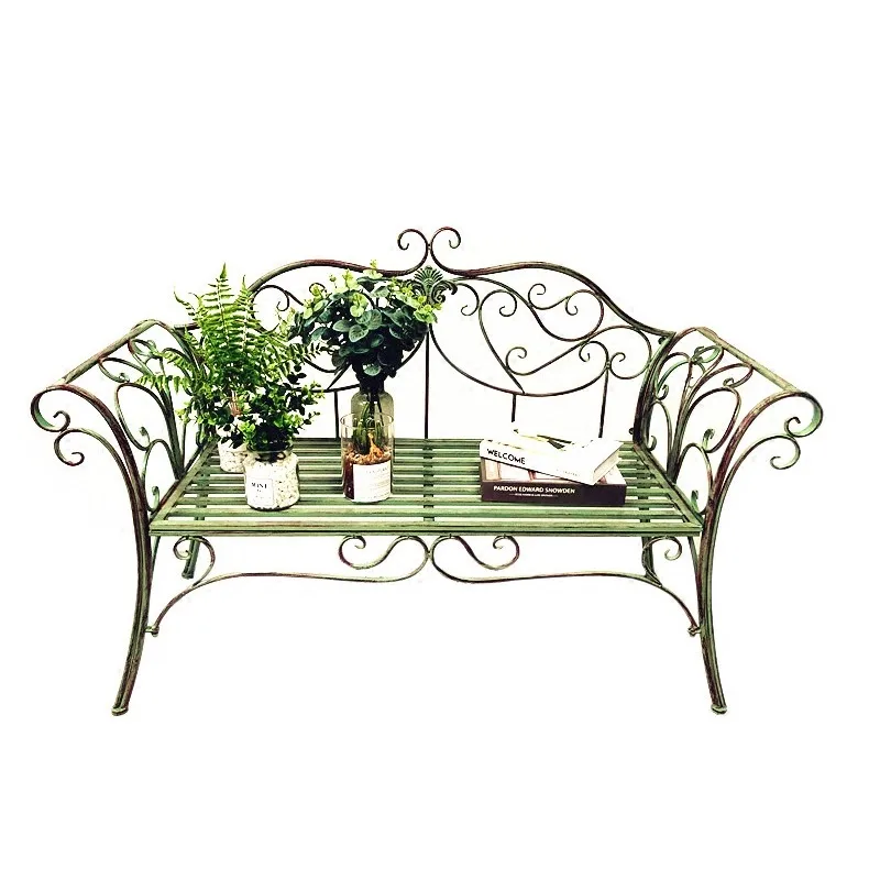 European double chair garden chair wrought iron chair outdoor leisure seat park bench strip courtyard  park