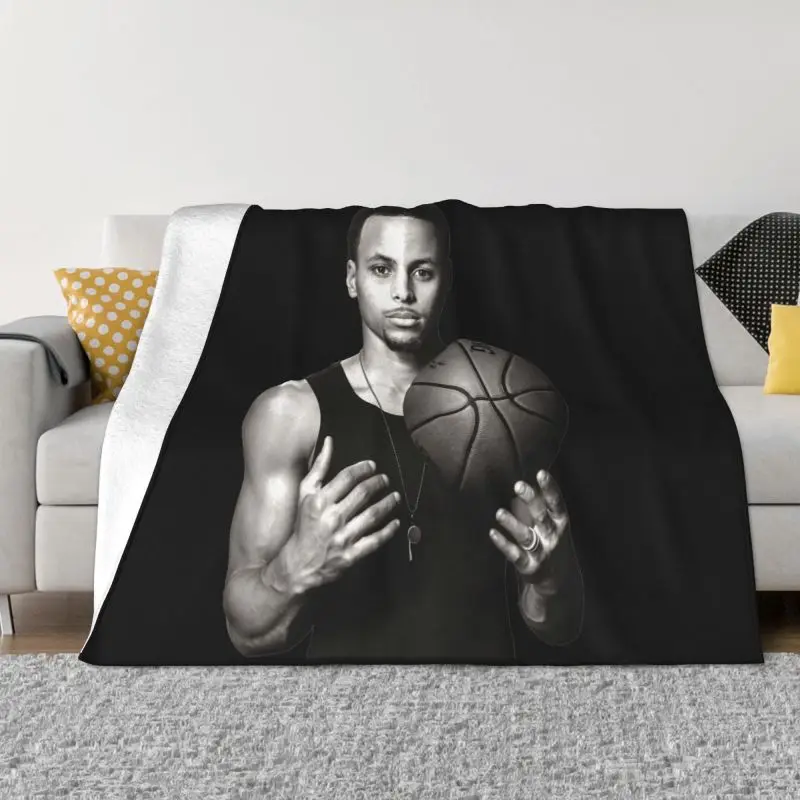 Stephen Curry Portrait Graphic Blanket Thick Flannel Breathable Cover Blanket Decorative Sofa