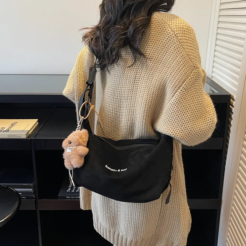 

Vintage Suede Hobo Bag 2025 Fall Winter Large Capacity Crossbody Purse for Women Retro Shoulder Bag with Adjustable Strap