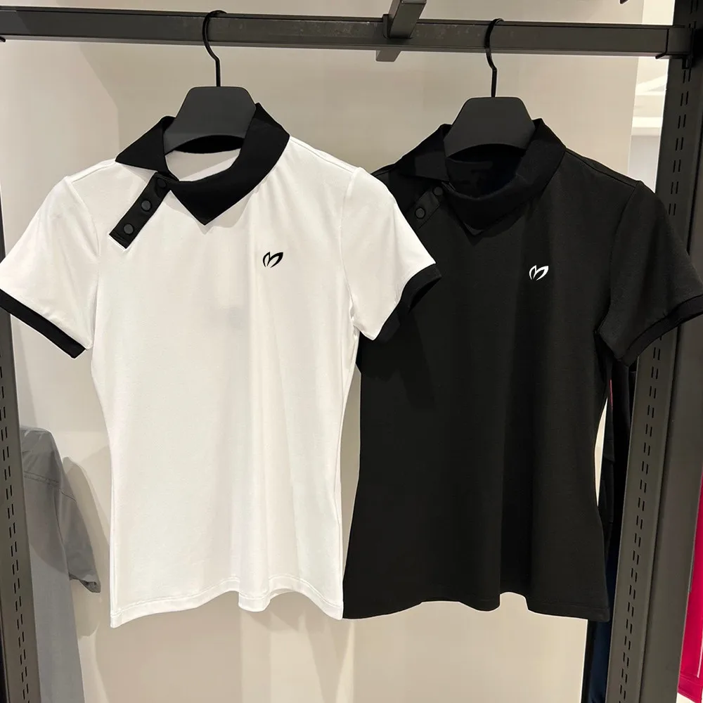 

Korean Style New Women's Short-sleeved Golf T-shirt, Summer Versatile, Sweat-wicking, Quick-drying, Slim Fit Golf Jersey