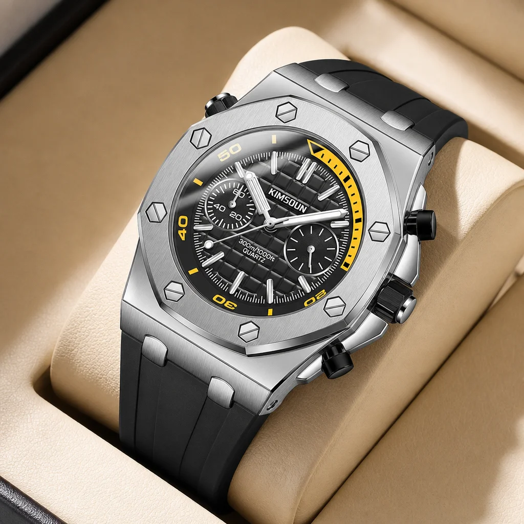 

1pcs Men's black dial silicone strap vintage fashion modern angular case sporty details Quartz Watch for daily business party ho