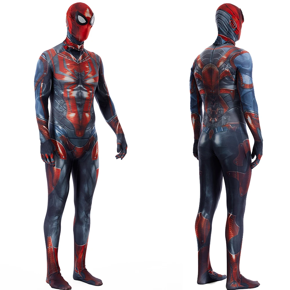 PS4 Spiderman Cosplay Armor MK Spider Costume Metalic Shine Superhero Spiderman Spandex Zentai Bodysuit Outfit Halloween Costume