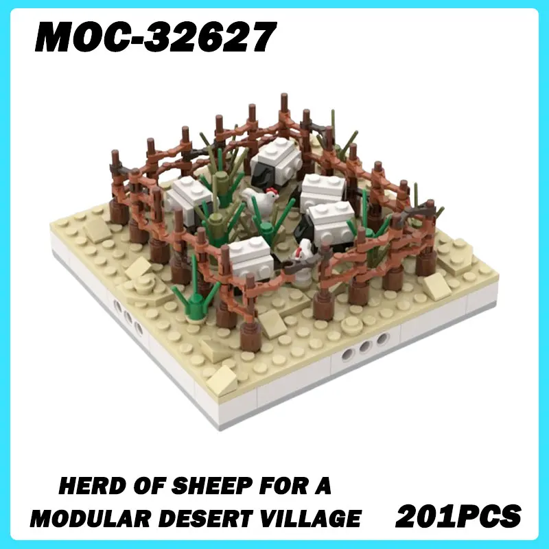 Micro Architecture Series Herd of sheep for a Modular Desert Village Building Blocks DIY Model Brick Education Toys Xmas Gift