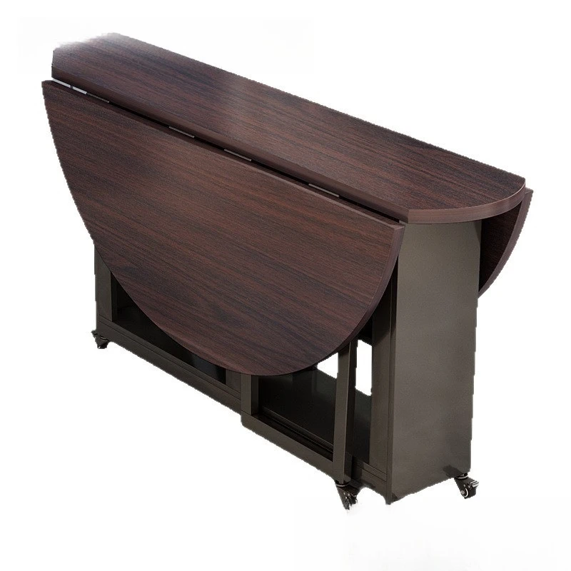 

dining table household small apartment multi-functional round mobile dining table simple storage living room dining table