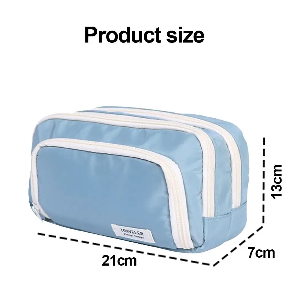 Portable Large Capacity Pencil Bag Multi-layer Solid Color Pen Pouch Pencil Case Students Supplies