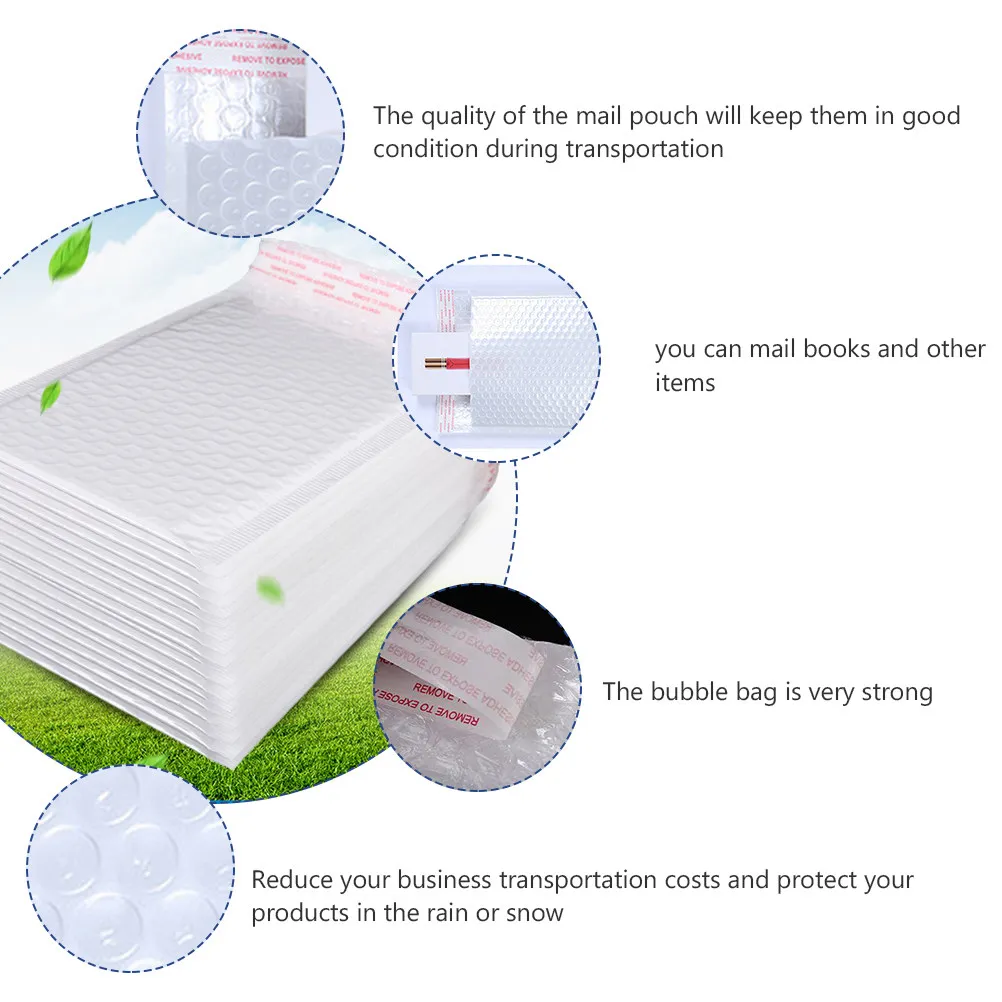 50Pcs Bubble Bag Strong Double Walled Shockproof Waterproof Packaging for Small Business Shipping Mailing Envelopes Bubble