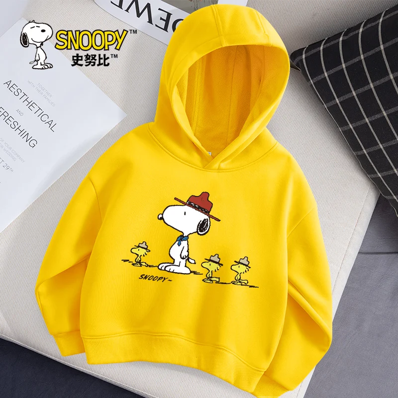 

Осенне-зимние толстовки с капюшоном и принтом снупи для детей, высококачественные повседневные спортивные толстовки с длинными рукавами и круглым вырезом