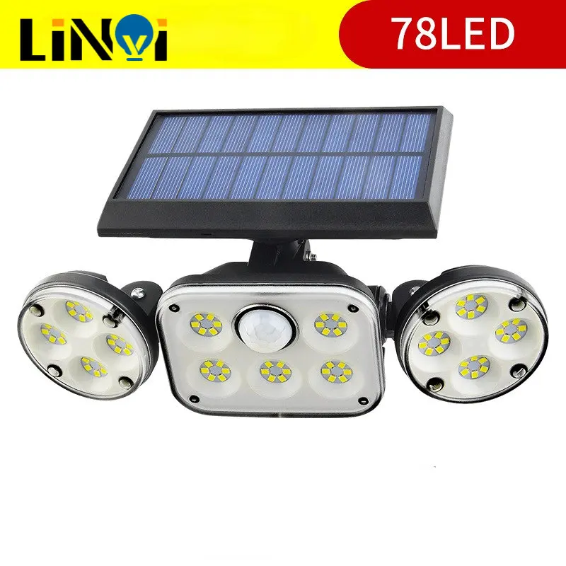 

78 LED Solar Lights Outdoor, Solar Motion Sensor Lights 270°Wide Angle Illumination, IP65 Waterproof, Security LED Flood Light