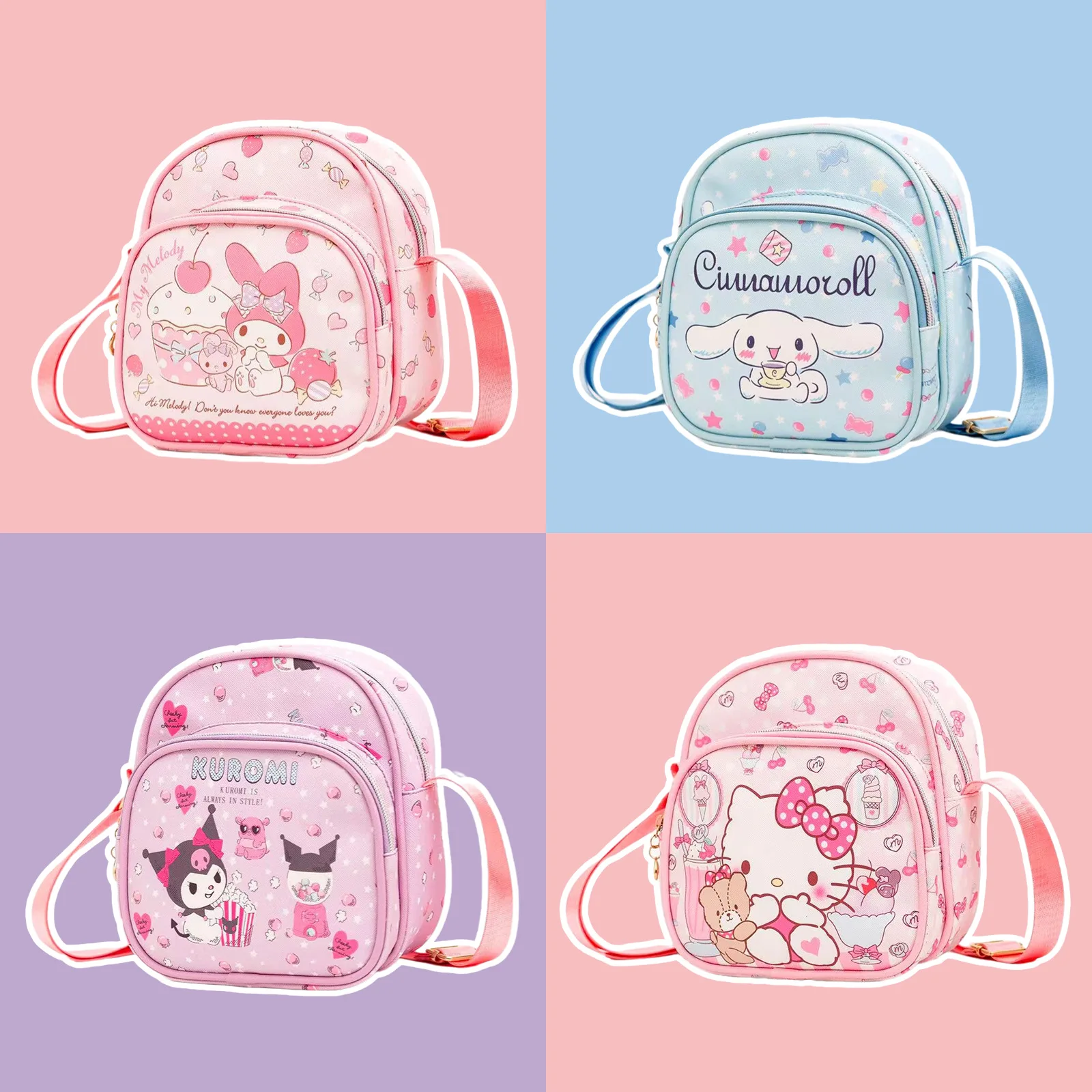 

Sanrio Cartoon Shoulder Bags Melody Hello Kitty Kulomi Mini Messenger Bag Anime Peripheral Fashion Storage Bag