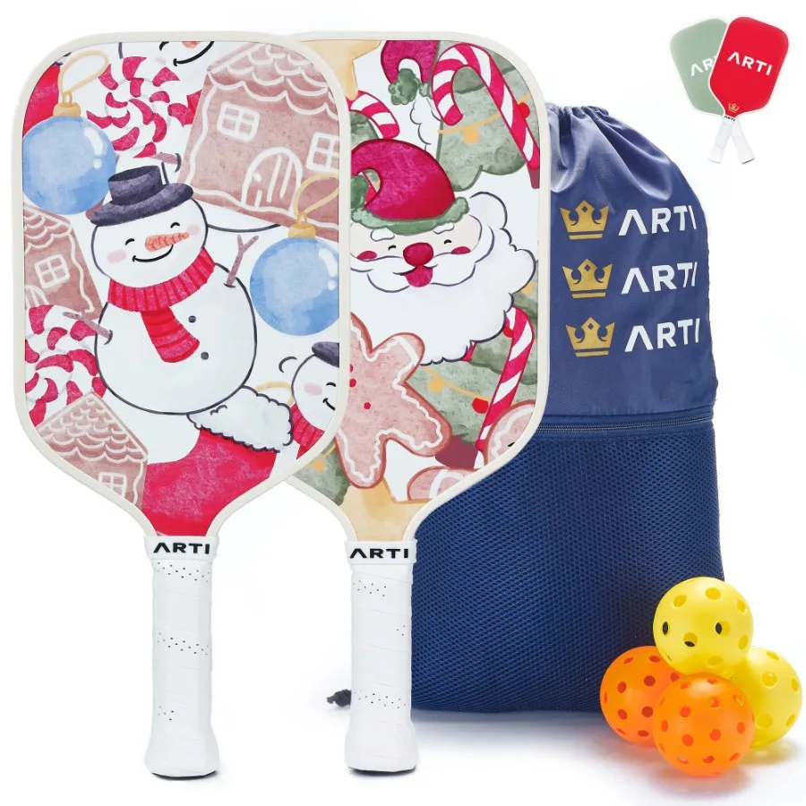 

Набор ракеток для пиклбола ARTI Fiberglass Christmas Edition с праздничным дизайном, красно-зеленый цвет, легкий и прочный, для индивидуального использования