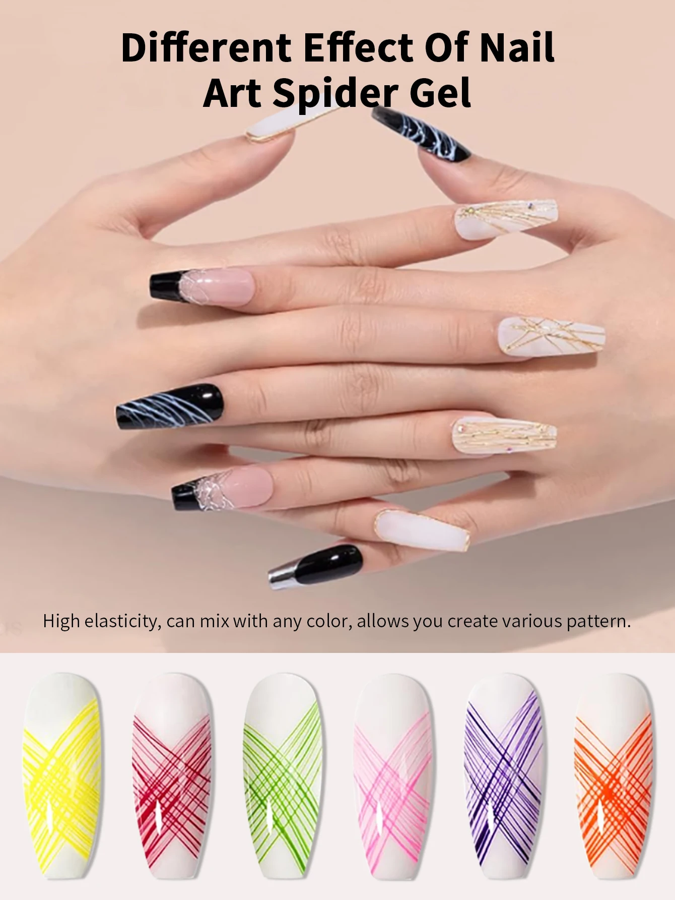 RSNAIL 5g 와이어 드로잉 젤 매니큐어 투명 반고체 스파이더 와이어 젤 네일 아트 디자인 UV 페인팅 라이너 젤 바니시 네일