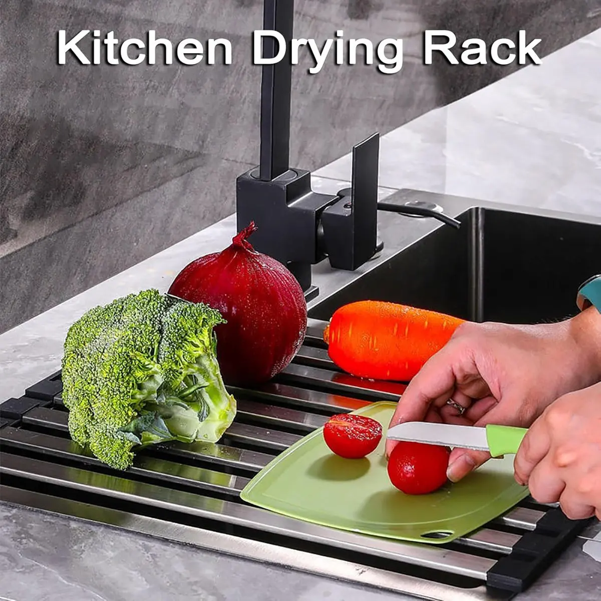 Foldable Dish Drying Rack for Kitchen Sink, over the Sink Dish Drying Rack, Counter Storage Rack,Stainless Steel Drainer