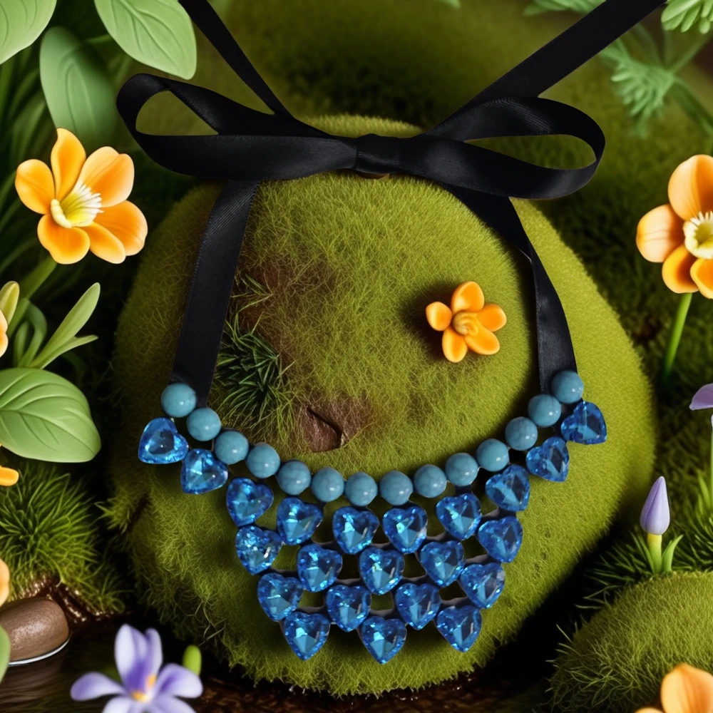 ترتدي النساء على شكل زهرة قلادات على أساس يومي، بالإضافة إلى هدايا مجوهرات صناعية شفافة وملونة #3