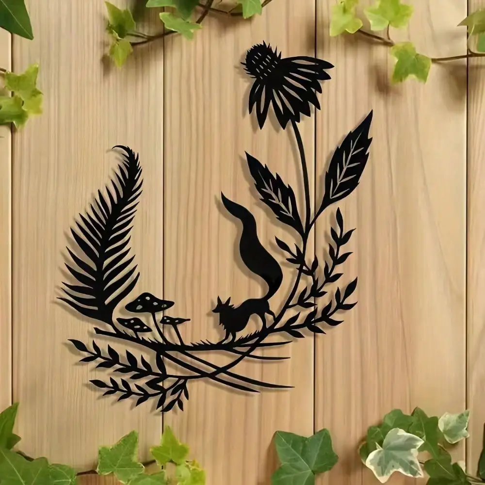 CIFBUY Metal Wall Art Fox Sign Iron Craft Abstract Decor Indoor Outdoor Home Garden Farmhouse Plaque