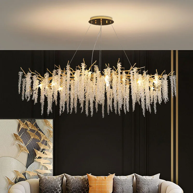 

Light luxury dining room chandelier crystal lamp new art creative tree branch living room American crystal