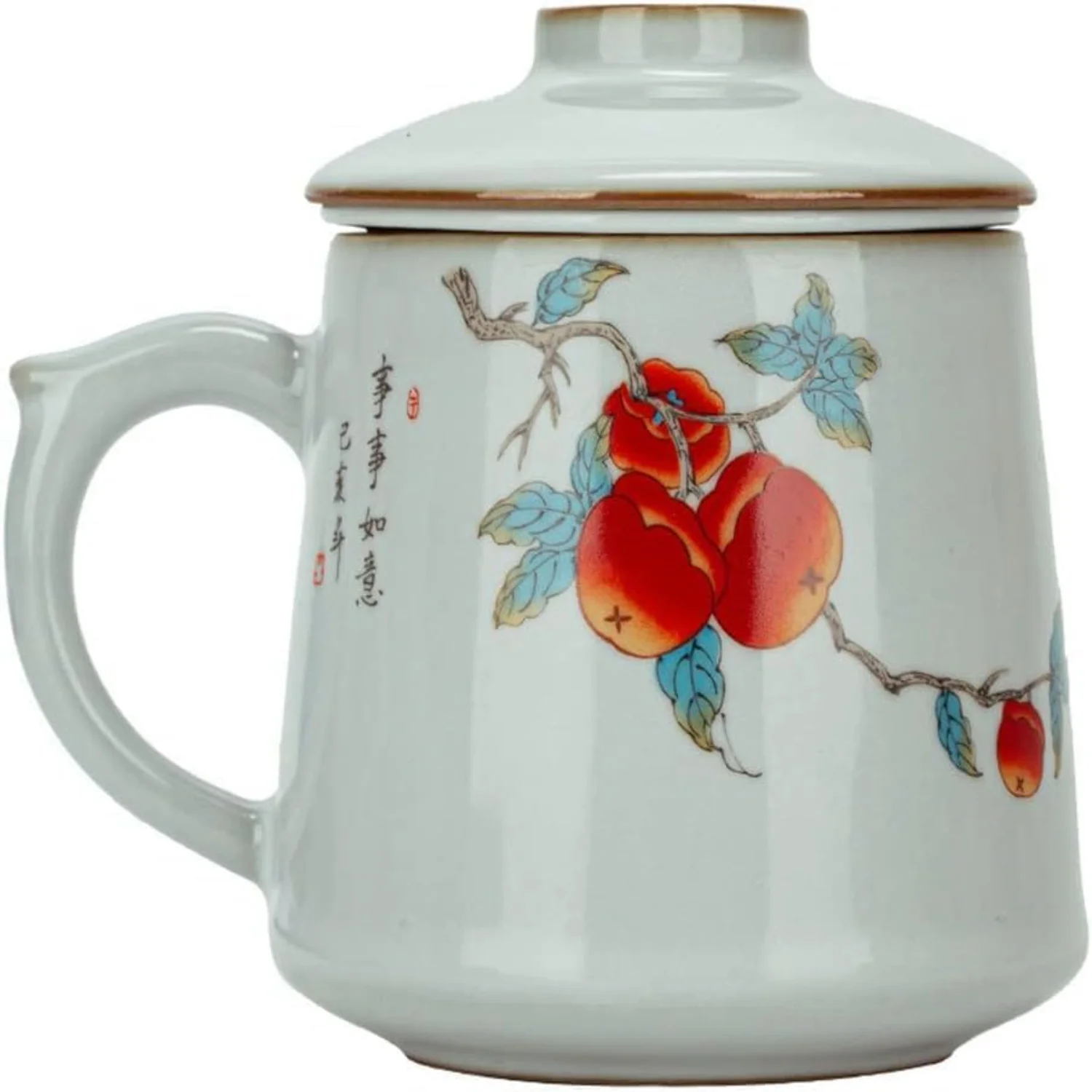 

Ru Kiln Porcelain Tea Set - 440ml Mug with Ceramic Filter, Ideal for Office or Household Tea Brewing and Water Separation.