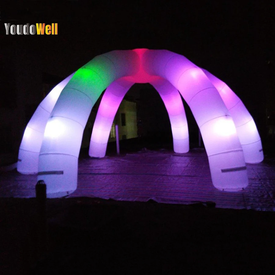 Free Shipping Giant White Tarpaulin Inflatable Spider Leg Tent With LED Lights Outdoor Advertising Marketing Entertainment