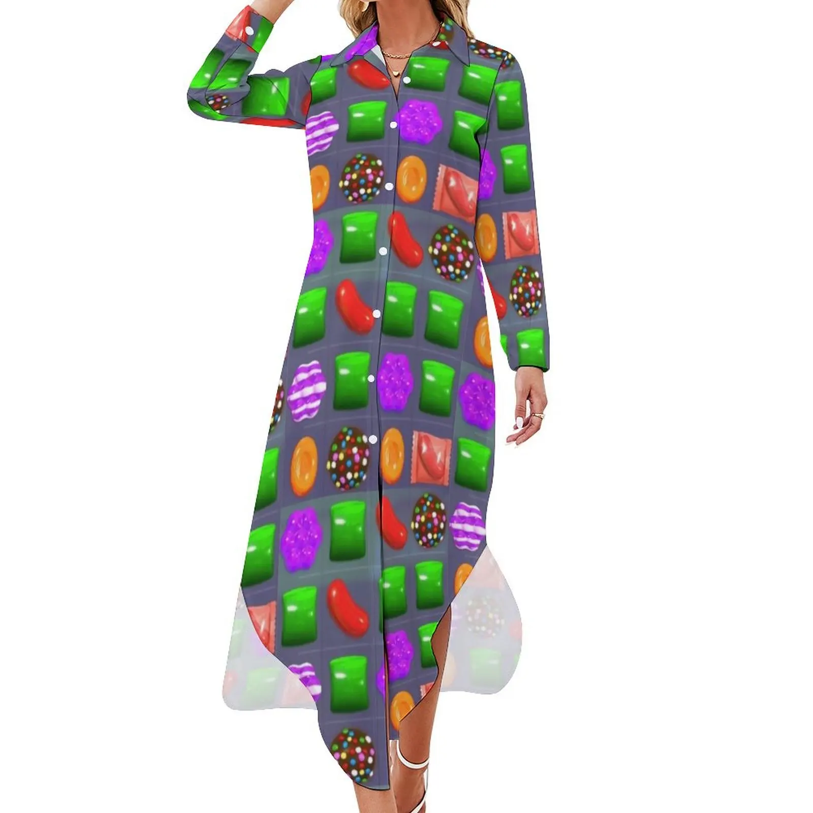 

Candy Combo Candy Crush Long Sleeved Shirt Dress prom dress 2024 dress women summer Long dresses