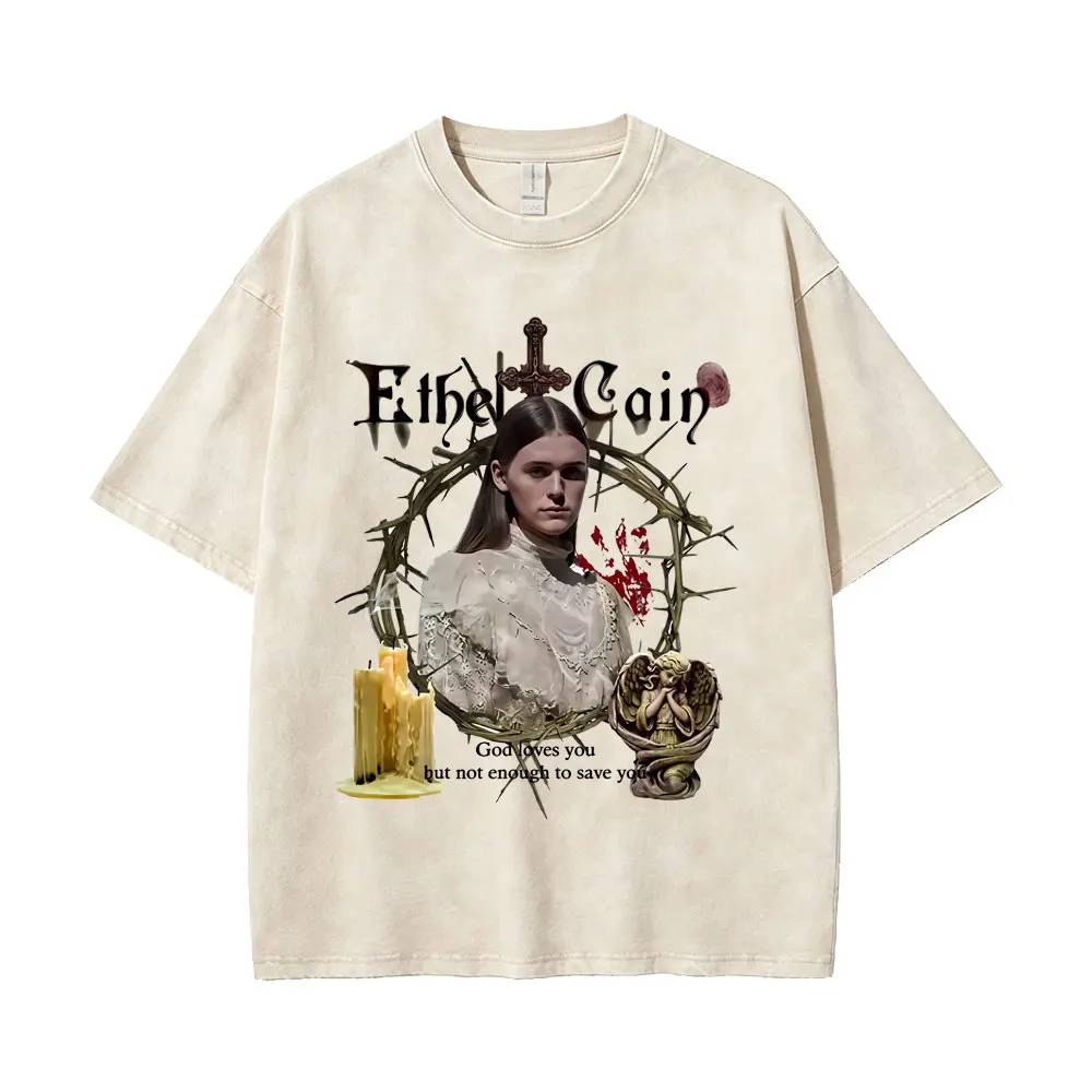 Washed‌ Vintage Ethel Cain Sun Bleached Flies God Loves You But Not Enough To Save You T Shirt Men Women Retro Oversized T-shirt