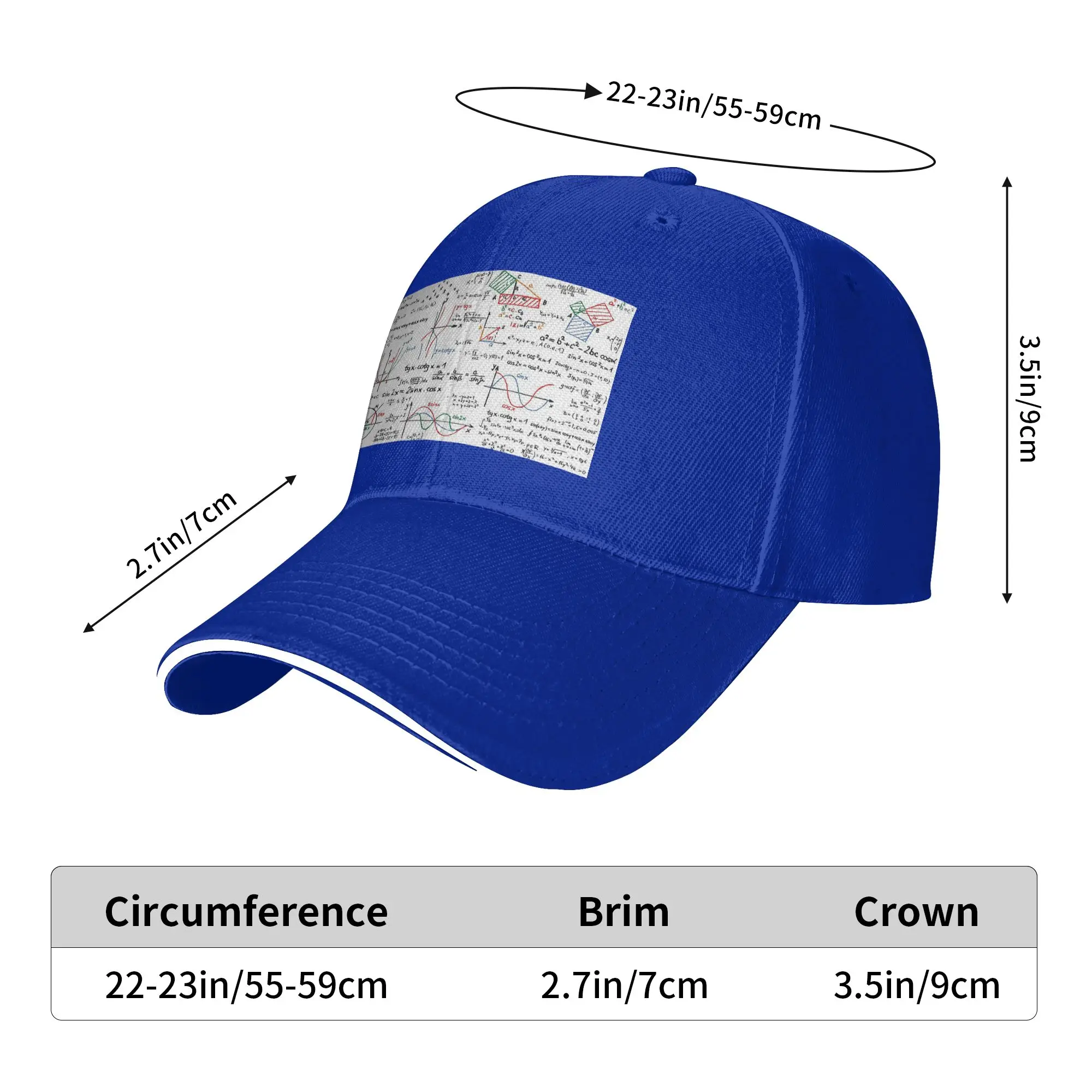 Mathematics Formulas Numbers Cap Casual Baseball Caps Adjustable Hat Hip Hop Summer Unisex Baseball Hats Customizable