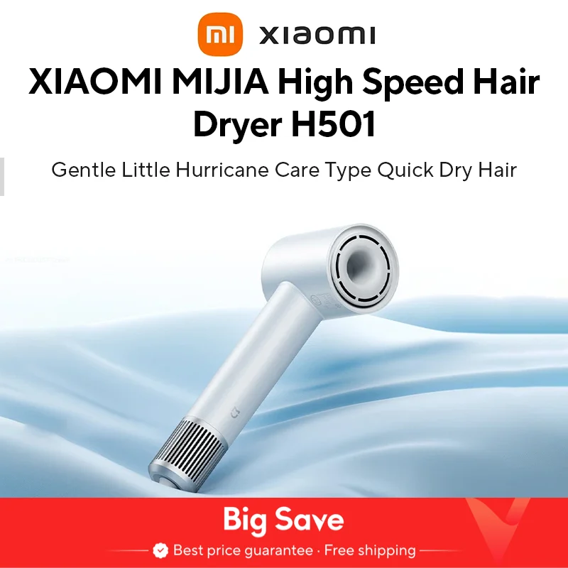 XIAOMI MIJIA High Speed Hair Dryer H501 Negative Ion Hair Care 110000 Rpm Dry 220V CN Version (With EU Adapter) 62m/s wind speed