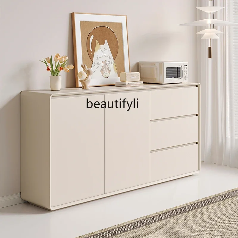 

Cream wind paint dining side cabinet Modern restaurant storage cabinet Storage solid wood tea cabinet B3