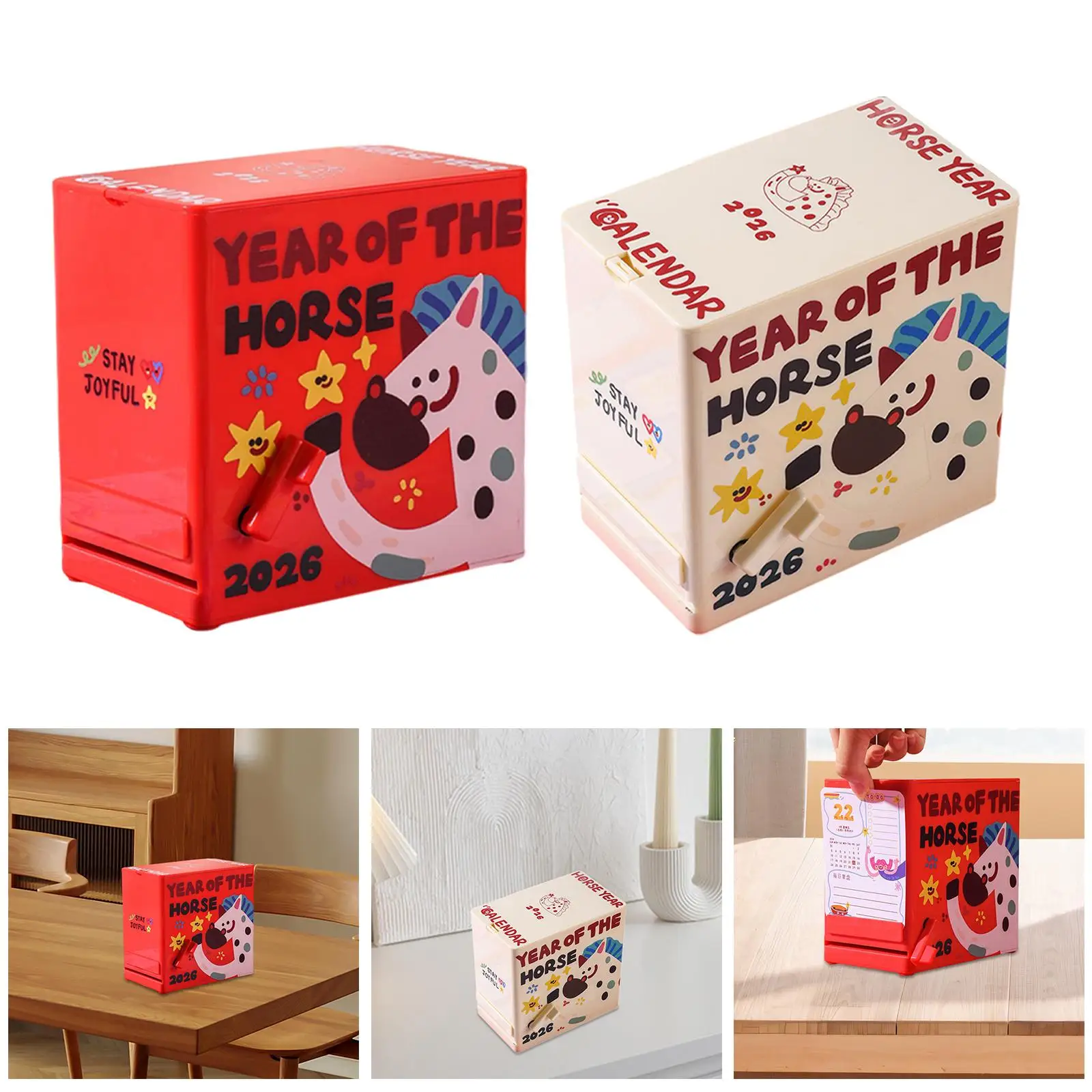 

Hand Cranked Calendar,Cartoon,Desk Decor,Home Decor Creative Mechanical Calendar for Children Adults Friends,New Year Gift,