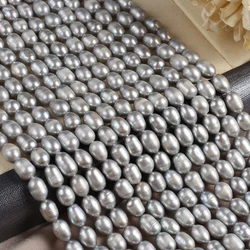 6-7mm Gray Natural Freshwater Pearl Rice Shape Loose Spacer Beads for Jewelry Making Supplise DIY Necklace Bracelet Accessories