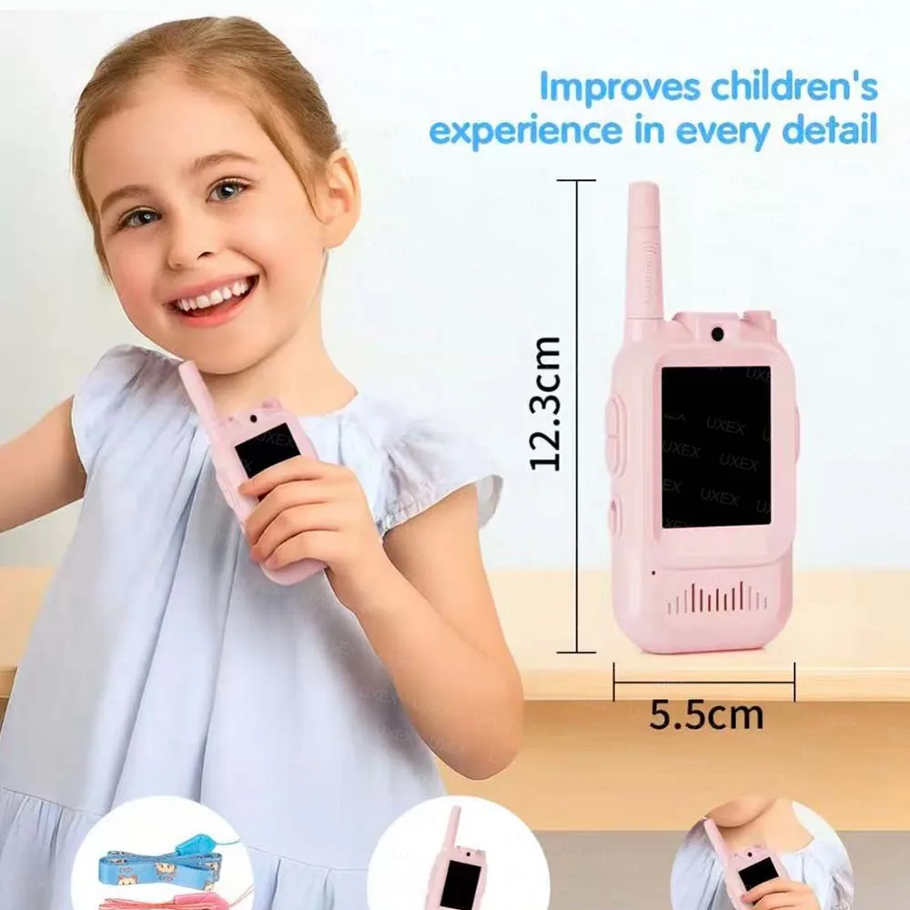 جهاز اتصال داخلي عبر الفيديو للأطفال بشاشة عالية الوضوح مقاس 2 بوصة خطوط صوتية قابلة لإعادة الشحن بنقرة واحدة اتصال داخلي كرتوني هدية للأطفال