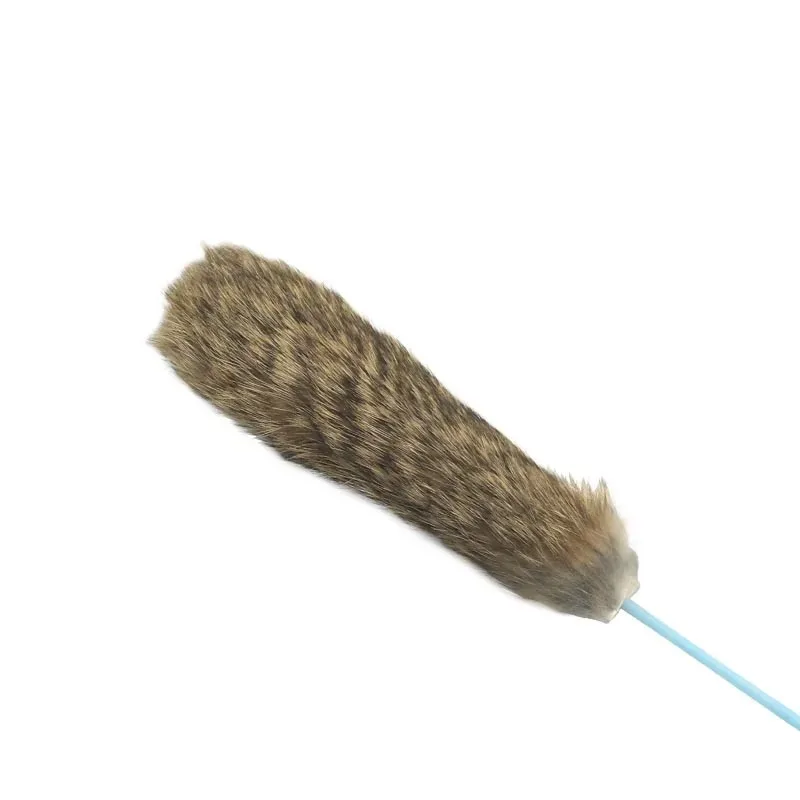 고양이 1pcs Random Color Tease Cat Stick Faux Rabbit Fur Pompom Plush Pet Interactive Stick Cat Playing Training Toys Pet Supplies