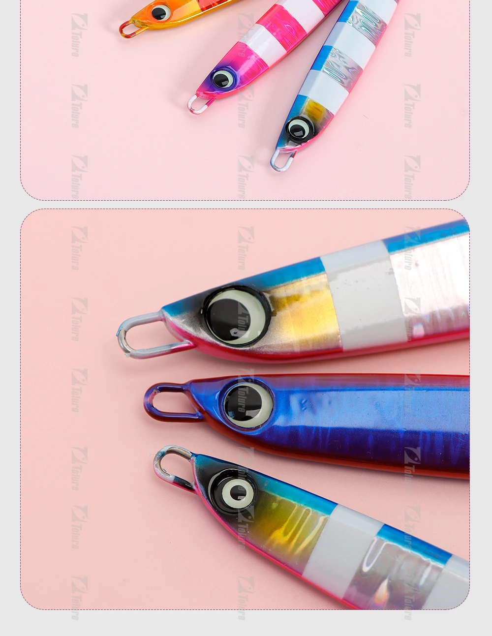 TOLU NEUE langsam sinkende Metall-Jig, 5 Farben, 3D-Augen, 60 g-200 g, langer Wurf, langsam sinkende Herbst-Jigs, Salzwasser-Tiefsee-Angelköder – Detail 10
