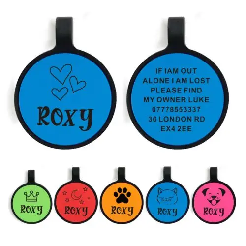 Personalised Dog Tag Custom Engraved ID Silicone Tag for Pet Cat Dog Name Collar