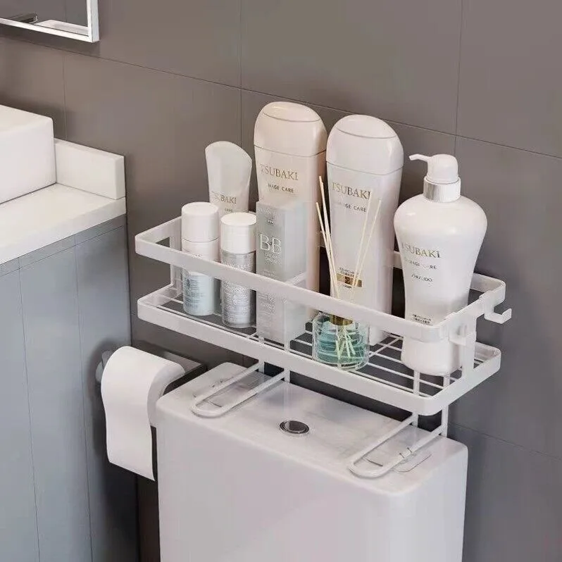 Toilet  Cover Iron Storage Shelf Bathroom Organizer Conceal Ugly Space Toilet Paper Holder Iron Stand Middle Age Style