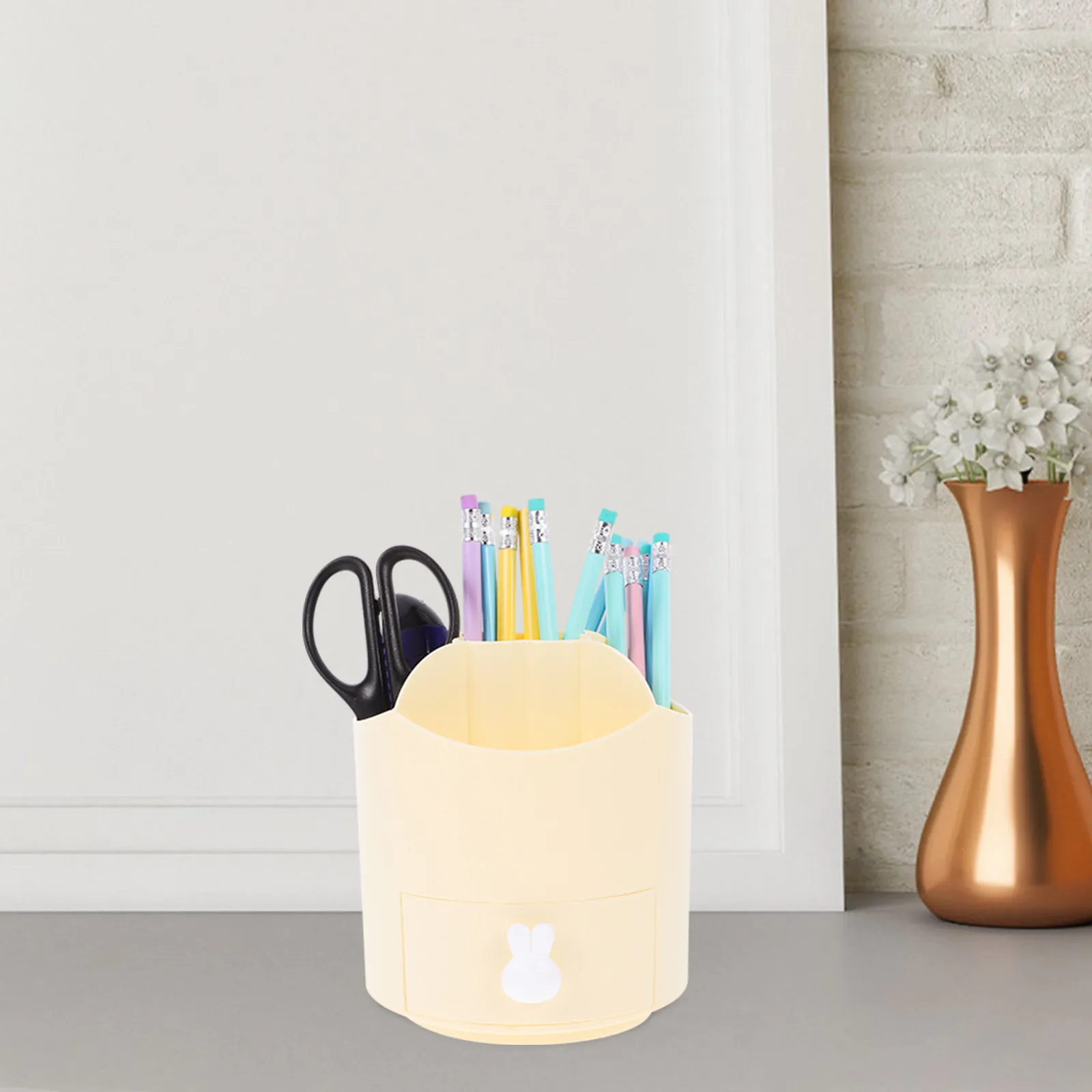 360 Degree Rotating Desk Pencil Pen Holder Makeup Brush Organizer Desktop Brush Holder Storage Box for Office