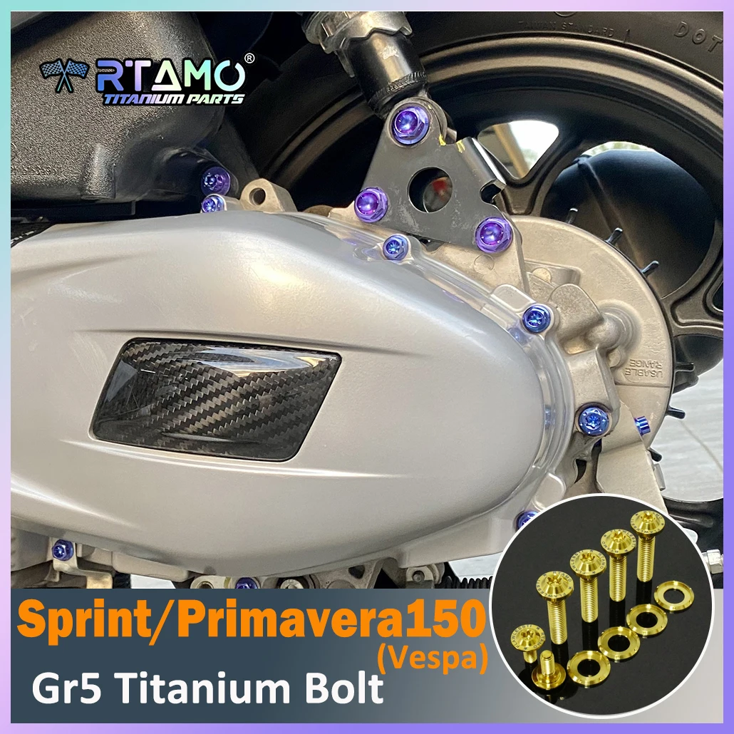 

RTAMO Gr5 Titanium Bolts Left Engine Iget Air Filter Cover Rear Shock Gear Oil Axle Nut for Vespa Sprint Primavera 150