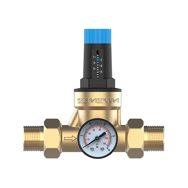 

Brass Water Pressure Regulator Reducer DN15/20/25 with Adjustable Gauge Meter 1.5-1.7 MPa Pressure Reducing Valve for Home Plumb