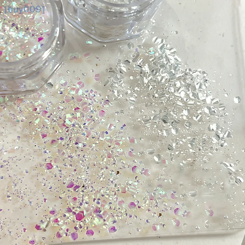 【buy009】1 Jar Mermaid Sparkle Nail Art Glitter Ultra-Thin Laser Flakes Holographic Sequins Irregular Loose Nail Art Accessorie