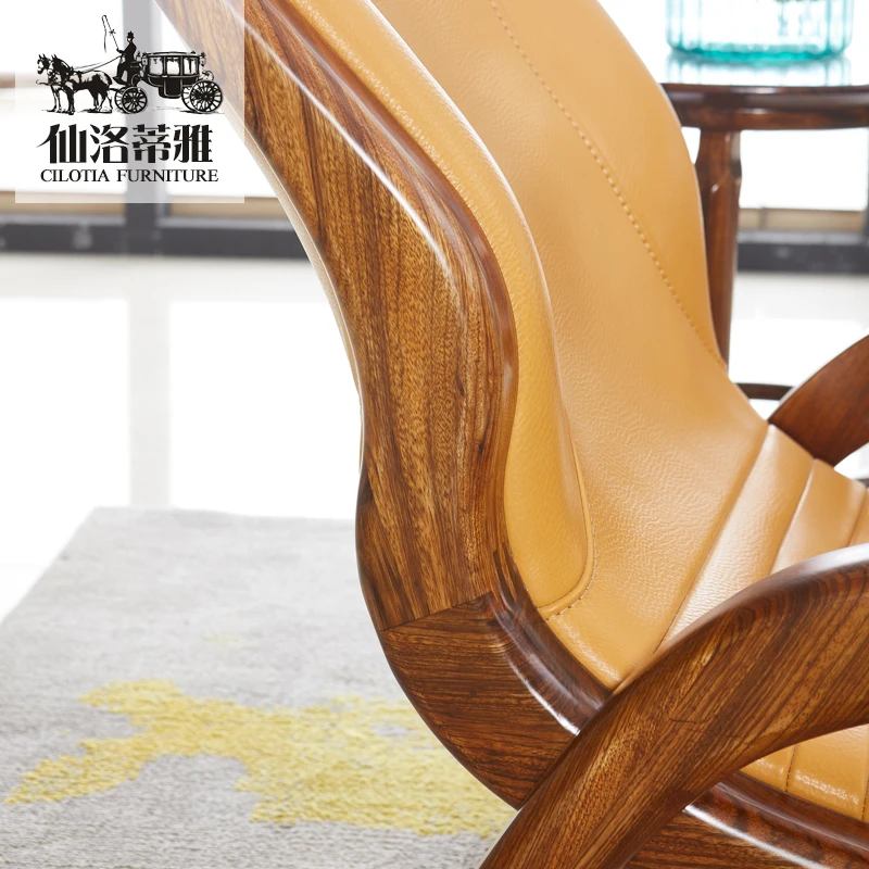 Imported Wood Solid Wood Modern European Leather Leisure