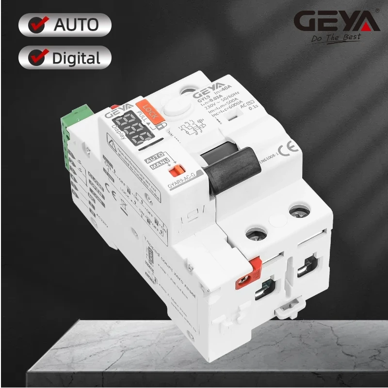 

GEYA GYAR9 Self Reclosing Circuit Breaker 2P 40A RCCB Smart Breaker Digital Display of Switching Time10s 60s 300s