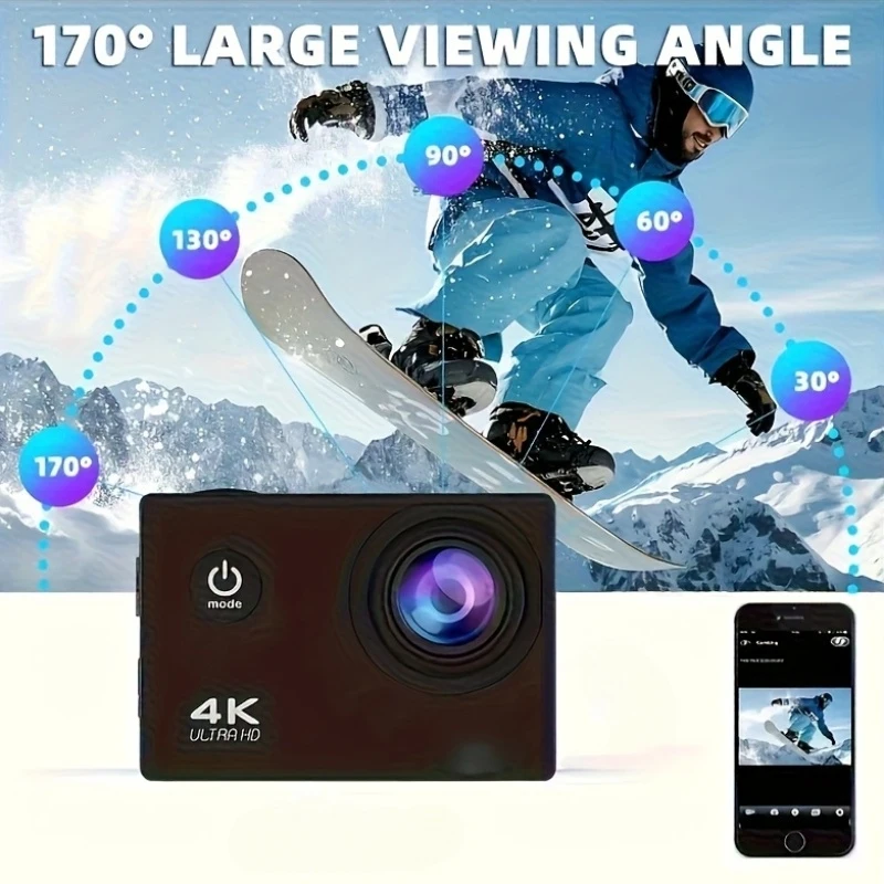 Regaton 4K 30FPS Ultra HD Action Camera, 20MP EIS Stabilization Sport Cam With Remote Control, Cycling Helmet Mount Accessories - view 6
