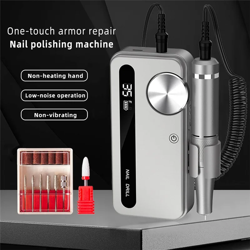 AA20-電気爪やすり 35000RPM プロフェッショナル電気ネイルドリルマニキュアマシン一時停止モード付きアクリルジェルネイル用