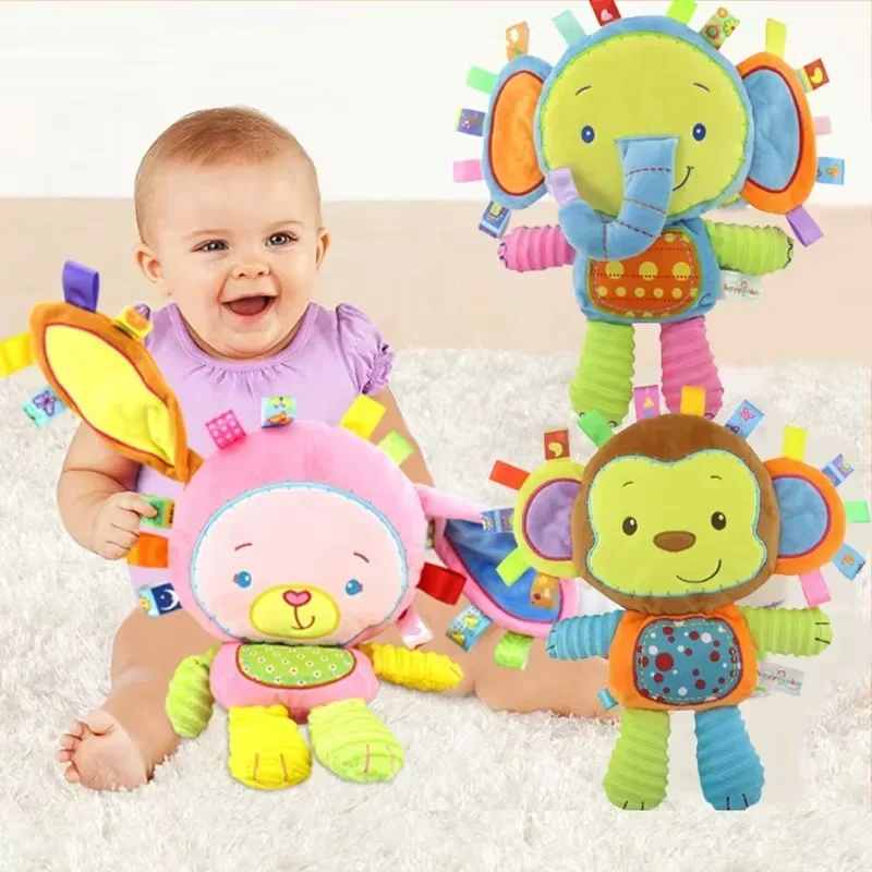 Baby Tag Colorful Plush Soft Cute Doll Plush Tactile Toy Built-In Rattle Bell Enhance Senses Soothe NewBorn Baby Companion Toys