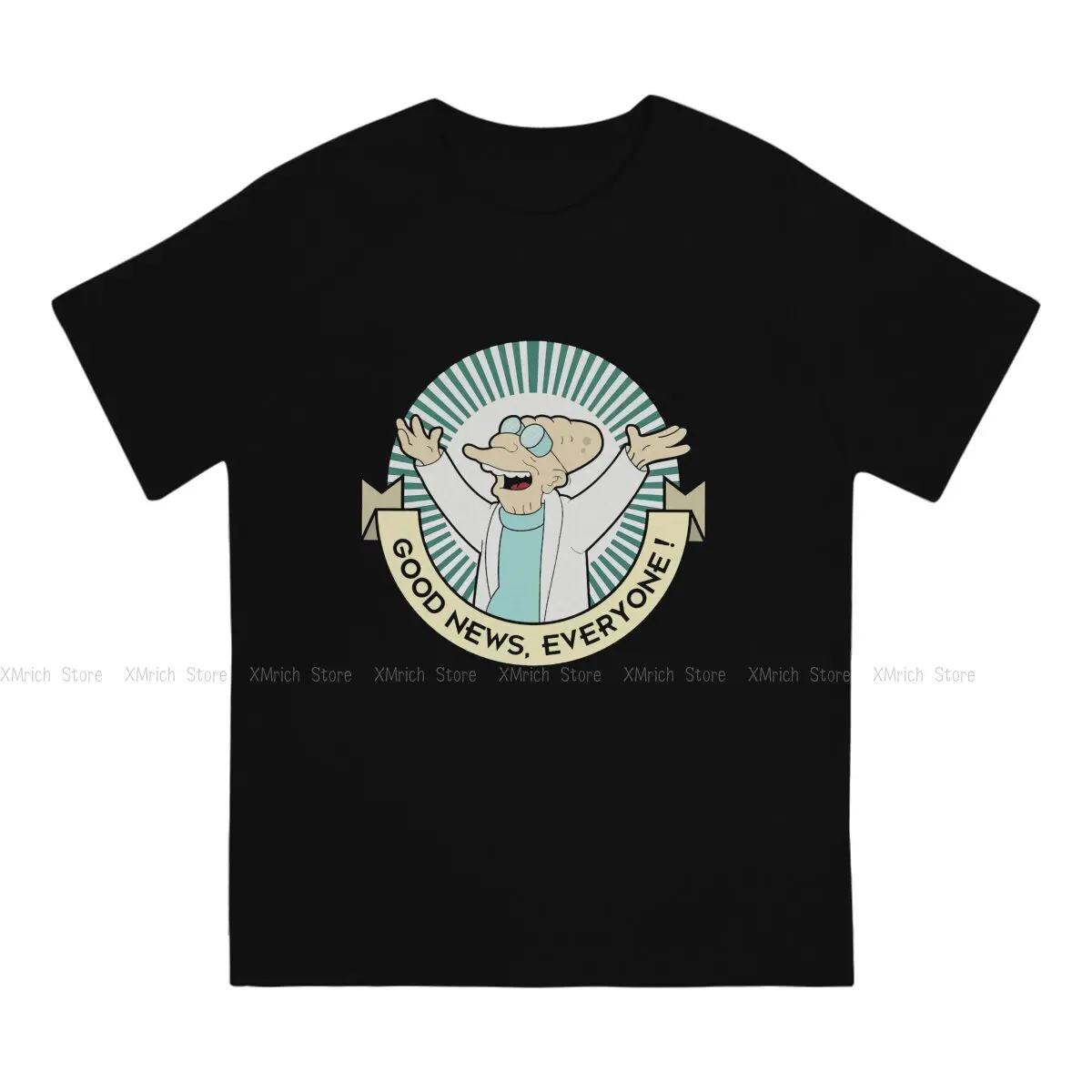 Novelty Good News Everyone T-Shirts for Men Round Collar Pure Cotton T Shirt F-Futurama Short Sleeve Tees Original Clothes