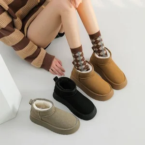 Suede boots for women, short plush, hot snow boots, casual shoes, chelsea boots, female apartments, platform shoes, winter, new 12 Main Sales Over Women's Boot - №8