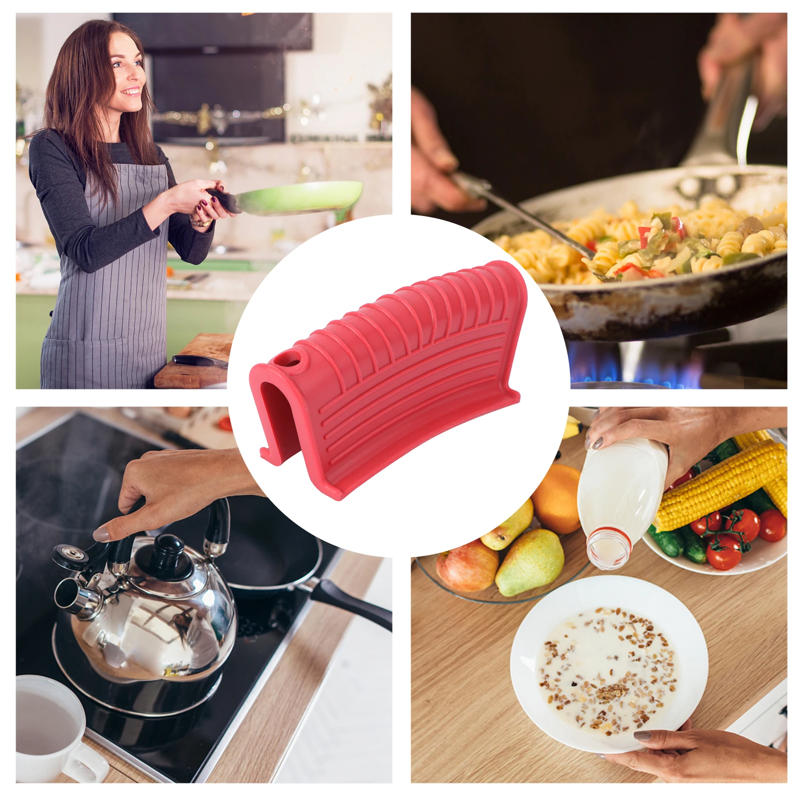 

4 Pcs Pot Ear Clip Pan Handle Cover Cookware Sleeve Hot Plate Side Silica Gel Heat Insulation