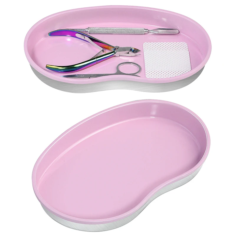 Stainless Steel Heart Cosmetic Storage Tray Manicure Nail Art Plate Tweezers Clippers Pens Container False Nails Dish Tools