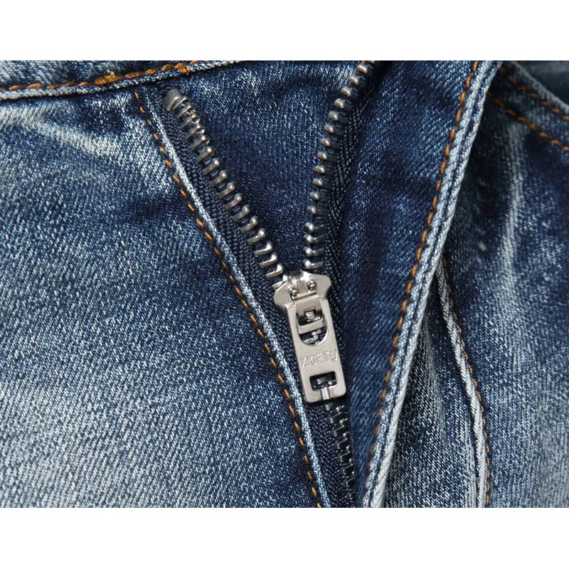 Newly Designer Fashion Men Jeans High Quality Retro Washed Blue Stretch Slim Fit Ripped Jeans Men Vintage Denim Pants Hombre