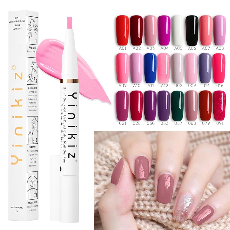 

YINIKIZOne Step Glue Lazy Pen White 3-in-1 Nail Gel Convenient and Fast Beginner Nail Art