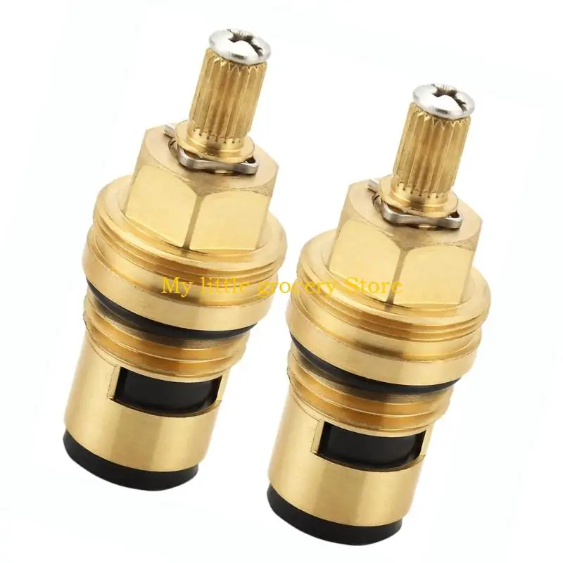 

D5BD 2Pcs Brass Ceramic Water Valves Cartridges Easy Replacement 90 Degree Rotation Ceramic Disc set for Single Lever Faucets